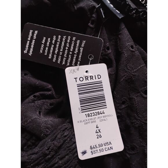Torrid Women's Size 4 (4X) Black Eyelet Top -NWT - Picture 6 of 8
